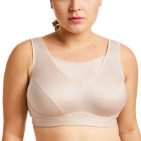 Womens Plus Size Wire Free No Padding Full Coverage Sports Bra C D DD E F