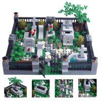 อาคารสุสานหิน Tombstone รุ่น Moc City Accessories พืชดอกไม้กะโหลกศีรษะฮาโลวีนของเล่นเด็กของขวัญ W326