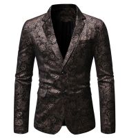 ZZOOI Black Paisley Jacquard Blazer Men 2021 Brand New Single Breasted Nightclub Mens Blazer Jacket Party Wedding Dress Blazer Male