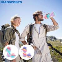 GIANSPORTS ขวดน้ำซิลิโคนสำหรับเดินทางขนาด600มล. แบบพกพาขวดพร้อมหลอดกันการรั่วขวดน้ำสำหรับเดินทางกีฬาขวดน้ำขวดน้ำแบบพับเก็บได้ซิลิโคน