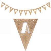 A-Z Burlap Pennant Wedding Jute Bunting Flags Bar Baby Shower Birthday Festive Supplies