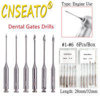 6Pcs ทันตกรรม Endodontic Gates Drills ไฟล์สแตนเลส Reamer Glidden Burs เครื่องยนต์ใช้ Dentistry เครื่องมือ32มม. 28มม. #1-#6ทันตแพทย์