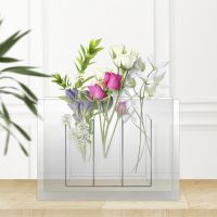 Fashion Floral Vase Reusable Desktop Vase Transparent Decoration 3 Grids Table Flower Container Decor