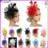 CHANG มีสไตล์ งานแต่งงาน Fascinators ผม ดอกไม้ตาข่าย กิ๊บติดผมขนนก ที่คาดผมงานเลี้ยงน้ำชา ที่คาดผม ALICE หมวก fascinator