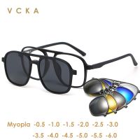 VCKA Myopia 6 In 1 Men Women Polarized Optical Magnetic Sunglasses Clip on Magnet Prescription Custom Glasses Frame -0.5 TO -6.0