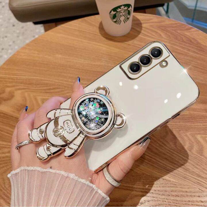 เคสมือถือชุบโลหะวางหมีอวกาศแบบทรายดูดสำหรับ-tecno-spark-8c-9t-8-7-6-go-pova-2-camon-18-16-15-pro-pop-5-lte-air-soft-cover-carterfa