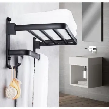 Swivel Towel Rack,Wall Mounted Black Towel Bar with 4-Arm Towel