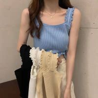 HOT★Womans Tshirts superior quality spring/summer knitting solid color sleeveless square neck Ladies tops dropshipping AYX123