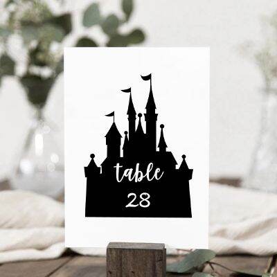 Princess Castle Personalized Wedding Table Number Vinyl Sticker Wedding Decals Reception Decoration Numbers for Seating Decal