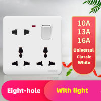 Universal 1 Gang 8-Hole Electric AC Power Outlet Panel Plate Wall Charger Dock Socket On Sale