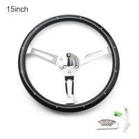 Universal Classic Real Black Wood Steering Wheel with Rivet 380mm 15 inch Car Steering Wheel For Antique Car Furniture Protectors Replacement Parts