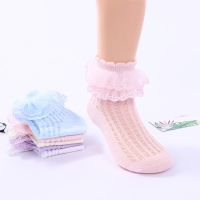 3 Pairs Children Lace Socks Summer Cotton Girls Short Dance Socks Mesh White Flowers Hollow Out Ruffle Kids Princess Sock