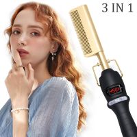 ๑◎ Hot Comb Straightener for Wigs and African Hair Flat Irons Fast Heating Straightening Brush Straight Curler Roller Styler Tool