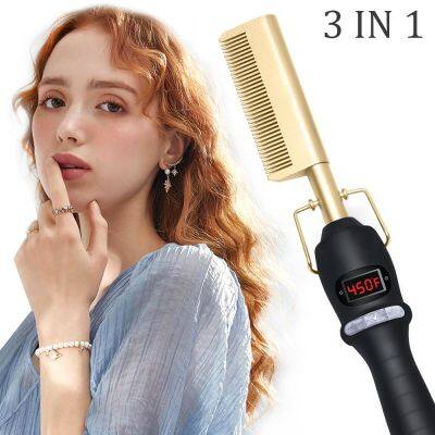 【CC】 Hot Comb for Wigs and African Hair Flat Irons Fast Heating Straightening Straight  amp; Curler Styler