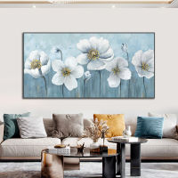 Barocco Abstract White Flower Oil Painting Hand Painted On Cotton Canvas Modern Nordic Wall Art Painting For Home Room Decor
