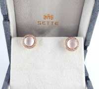 ERLME0382 [เซตเต้ โมด้า] ต่างหูตัวเรือนเงิน สเตอริงค์ ซิลเวอร์ ชุบ18K Rose Gold ประดับด้วยพลอย Rose Quartz Gemstone Earrings