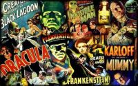 ☫✳ ดูหนัง Frankenstein Film Seni Film Horor Monster Universal Cetak Poster Sutra Dekorasi Dinding Rumah 24X36 Inci