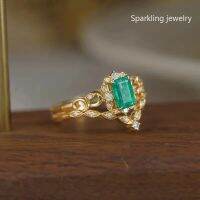 Natural Emerald Ring for Women Rectangular 4*6mm Set Ring Latest Design Birthday Gift