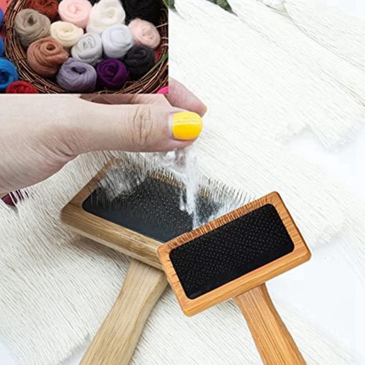 wooden-carding-brushes-carding-brushes-tassel-brush-needle-felting-cleaner-comb-with-handle-professional-needle-felting-hand-carders-for-spinning