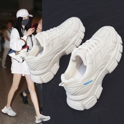 Autumn/winter 2021 new large base sponge cake with white leisure shoes black white gauze ins tide student shoes for womens shoes