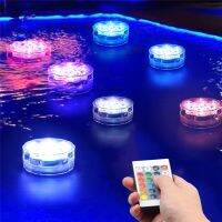 Submersible LED Lights with Remote Underwater Pool Light IP68 10 LEDs Bright Lamp RGB for Pond/Pool/Aquarium/Wedding Party Decor