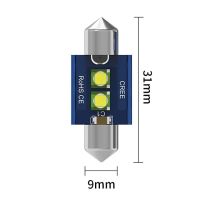 หลอดไฟ Canbus 12V โคมไฟโดมห้องใต้เพดานอัตโนมัติ41Mm 39Mm 36Mm 31Mm C10W C5W 6000K ไฟสีขาวอ่านหนังสือภายในรถ2x LED