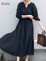 【CW】♕♤✚  2023 Sundress Womens Dresses ZANZEA Sleeve V Neck Loose Vestido Female Robe Kaftan