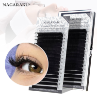 NAGARAKU Fast Ship 16แถวเคส7 ~ 25Mm Mix Premium Natural Synthetic Mink Individual Eyelash Extension Supplies แต่งหน้า Cilios