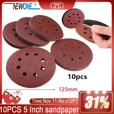 ♙◊ NEWONE 10pcs/set 125mm 5 quot;/5inch Sanding Discs 8 Holes Sandpaper Pads Set Hook amp; loop Abrasive sander paper for polishing tools