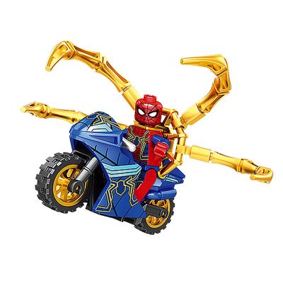 The New Spider-Man Motorcycle Assembled Building Blocks Toy Model Childrens Puzzle Phantom Ninja Kaijie Gift 【AUG】
