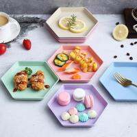 Hexagon Party Dessert Snacks Foods Wheat Straw Thicken Tray Multi-purpose Fruit Plate Assortment Supplies 【AUG】