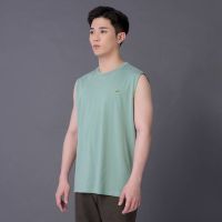 SAGE LEAF GREEN  CUSTOM FIT CREW NECK SLEEVELESS T-SHIRT เสื้อยืดคอกลมแขนกุดสีเขียว SAGE LEAF GREEN ทรงคัสตอมฟิต