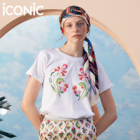 iCONiC DUO FLORAL FOLK T-SHIRT #5137 เสื้อยืด พิมพ์ลาย ดอกไม้ปักคู่ พื้นเมือง เสื้อยืดพิมพ์ลาย เสื้อยืดแฟชั่น เสื้อยืดสีขาว เสื้อยืดผญ เสื้อยืดผ