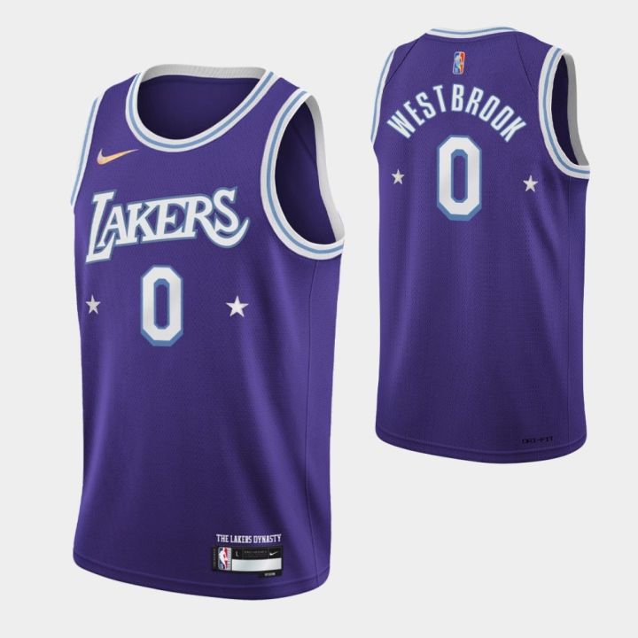 Los Angeles Lakers #0 Russell Westbrook 75th Anniversary City Purple ...