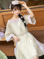 Printed Ming Dynasty Round Neck Shirt Han Element Dress Chinese Style Loose Thin Original Improved Hanfu Dress Costume