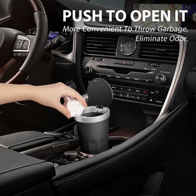 Car Trash Can Mini Trash Can For CarCup Holder Automotive Garbage Cans Cup Holder Trashcan With Lid Leakproof For Office Desktop