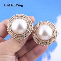 New Gold Colour Round Pearl Cuff Ear Clips for Women Unique Non-piercing Clip Earrings Fashion Simple Korean Jewelry Party Gift