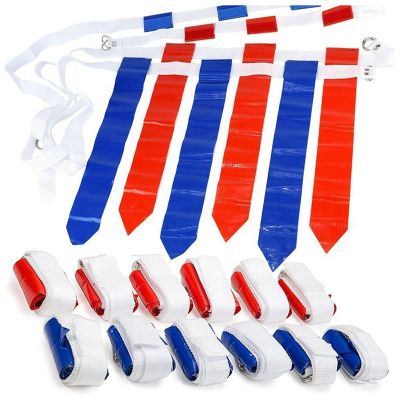 12 Player Adjustable Sliding Flag Football Set, 3 Flags Per Belt, 36 Flags Total for For Kids Adults Players