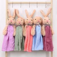 Cartoon Rabbit Design Hanging Hand Towel Quick Dry Strong Water Absorption Dish Towel Microfiber Coral Fleece Cleaning Cloth Towels