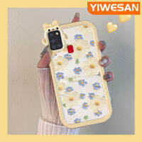 YIWESAN เคส A21s ปลอกสำหรับ Samsung จิตรกรรมภาพการ์ตูนเคสมือถือซิลิโคนใสลายดอกเดซี่เคสป้องกันเลนส์กล้องถ่ายรูปสัตว์ประหลาดน้อยน่ารักใหม่กันกระแทกเคสใส