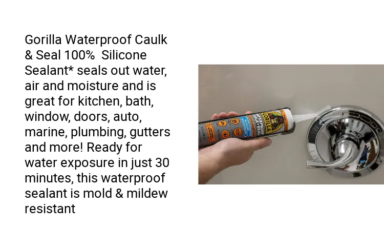 Gorilla Waterproof Caulk & Seal 100% Silicone Sealant, 10oz