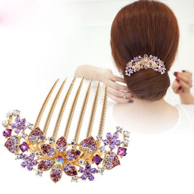 New Korean elegant ladies hair clip delicate flower seven-tooth hair comb