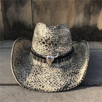 4 Stlye ผู้หญิงผู้ชายฟางกลวงตะวันตกหมวกคาวบอยสง่างามเลดี้ Sombrero Hombre หมวก Fascinator Sunbonnet Cowgirl หมวกกันแดด△