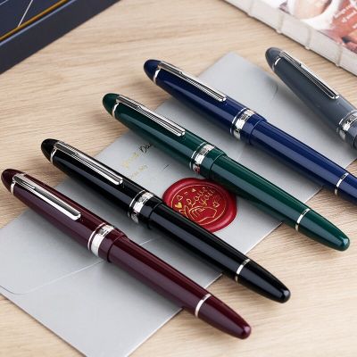ZZOOI Majohn P136 Metal Copper Piston Resin Fountain Pen 20 Ink Windows EF/F/M/Flat Nib Office School Supplies Ink Writing Gift Pen