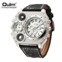 【✆New✆】 qiqinqi Oulm Watch ผู้ชายควอตซ์กีฬาสายหนังนาฬิกาข้อมือทหารหน้าปัดใหญ่นาฬิกาตกแต่ง Reloj Hombre