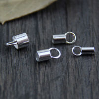 925 เงินสเตอร์ลิงรอบหนังสายลูกปัด CRIMP End CAP Fit 1.4 1.8 2.5 3.5 มม.โลหะ Clasp Connectors เครื่องประดับ DIY ทำ-GEIWH MALL