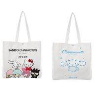 Kawaii Sanrios อะนิเมะ Melody Cinnamon Canvas กระเป๋าสะพายสุภาพสตรีกระเป๋าช้อปปิ้งร้านขายของชำกระเป๋าถือกระเป๋าถือกระเป๋านักเรียนหญิงของขวัญของเล่น