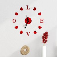 Limited Time Discounts LOVE AND HEART Wall Clock 3D DIY Acrylic Mirror Stickers Clock Watch  Living Room Bedroom Home Decor Large Silent Elreloj Mural