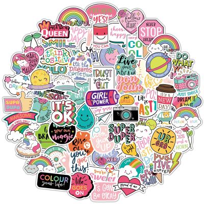 80 Pcs Positive Buzzword Stickers Pop Text Creative Unicorn Sticker on Kids Scrapbook Bicycle Skateboard Water Bottle Decal Toy Stickers Labels
