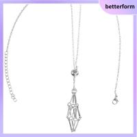 BETTERFORM ทองแดงทองแดง สร้อยคอกรงยึดคริสตัล สีเงินสี สามารถเปลี่ยนได้ สร้อยคอโซ่โซ่ ของขวัญที่สร้างสรรค์ อุปกรณ์เสริมสร้อยคอ สร้อยคอใส่หิน ผู้หญิงผู้ชาย